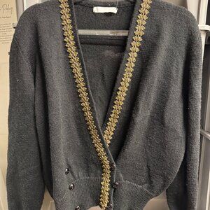 M.Lorincz Gold Trim Knit Cardigan